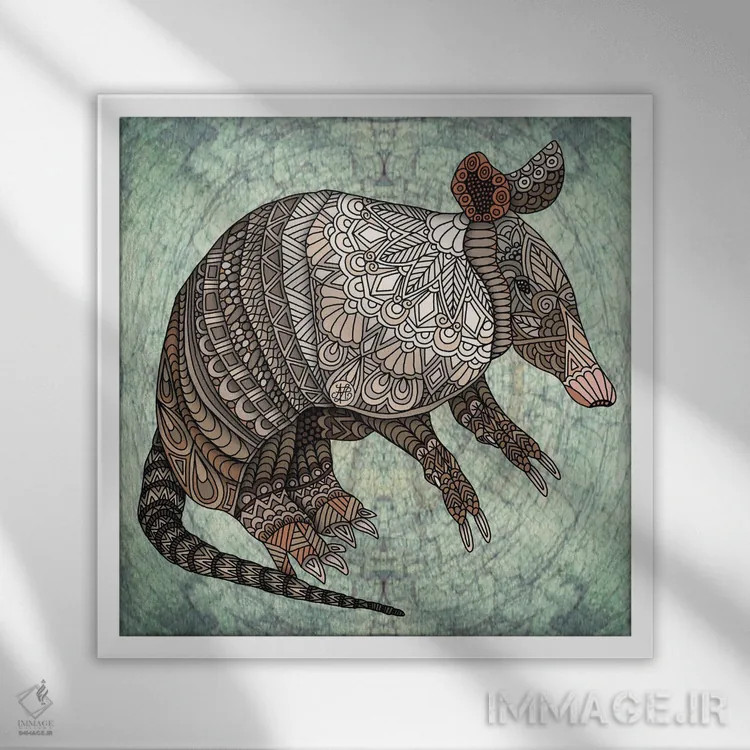 تابلو آرمادیلو اثر آنجلیکا پارکر - نمای قابدار سفید