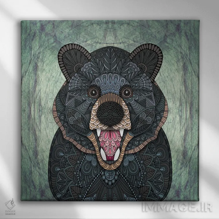تابلو خرس سیاه تزئینی (طرح مربع) اثر آنجلیکا پارکر - نمای روبهرو روی دیوار