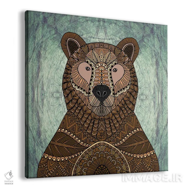 تابلو خرس قهوهای تزئینی (طرح مربع) اثر آنجلیکا پارکر - نمای پرسپکتیو محصول