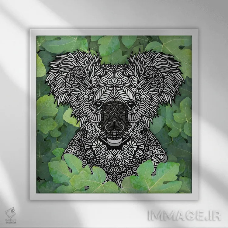 تابلو کوآلای جنگلی اثر آنجلیکا پارکر - نمای قابدار سفید