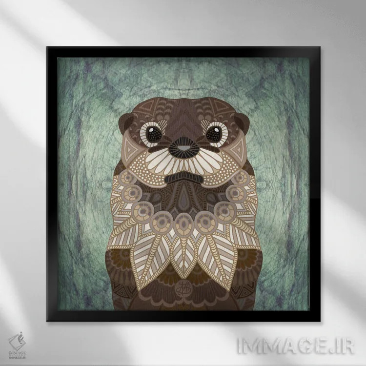 تابلو سمور تزئینی (طرح مربع) اثر آنجلیکا پارکر - نمای قابدار مشکی