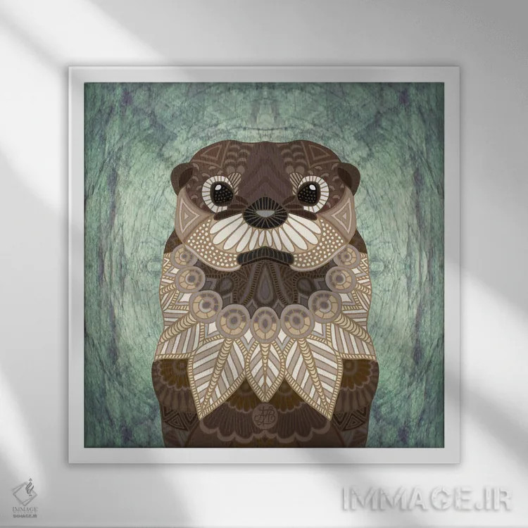 تابلو سمور تزئینی (طرح مربع) اثر آنجلیکا پارکر - نمای قابدار سفید