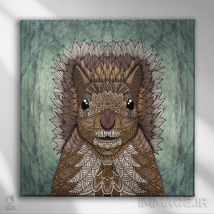 تابلو سنجاب تزئینی (طرح مربع) اثر آنجلیکا پارکر - نمای روبهرو روی دیوار