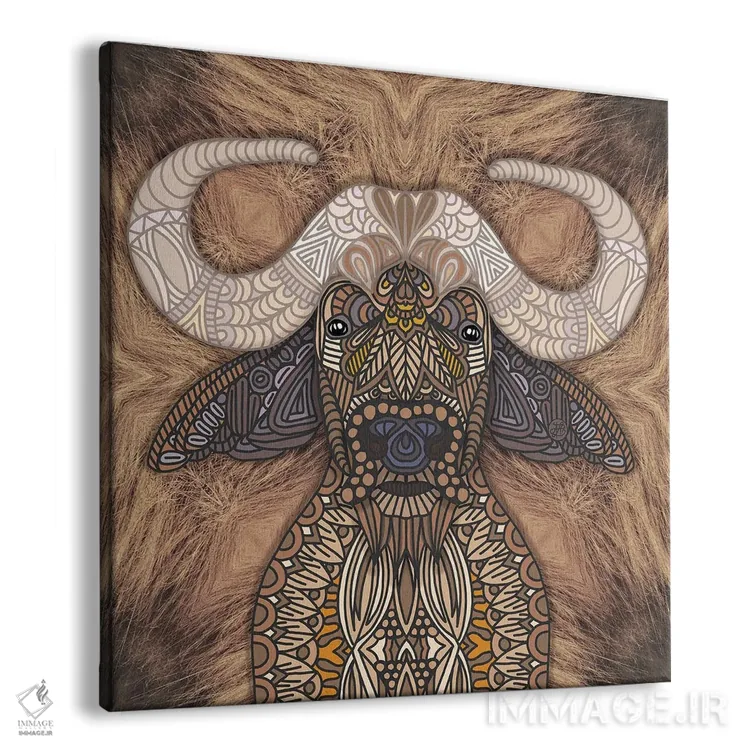 تابلو گاومیش آفریقایی (طرح مربع) اثر آنجلیکا پارکر - نمای پرسپکتیو محصول