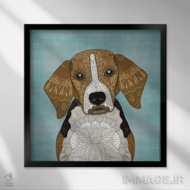 تابلو بیگل (طرح مربع) اثر آنجلیکا پارکر - نمای قابدار مشکی