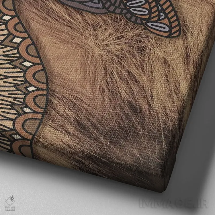 تابلو گاومیش آفریقایی (طرح مربع) اثر آنجلیکا پارکر - نمای نزدیک بافت بوم