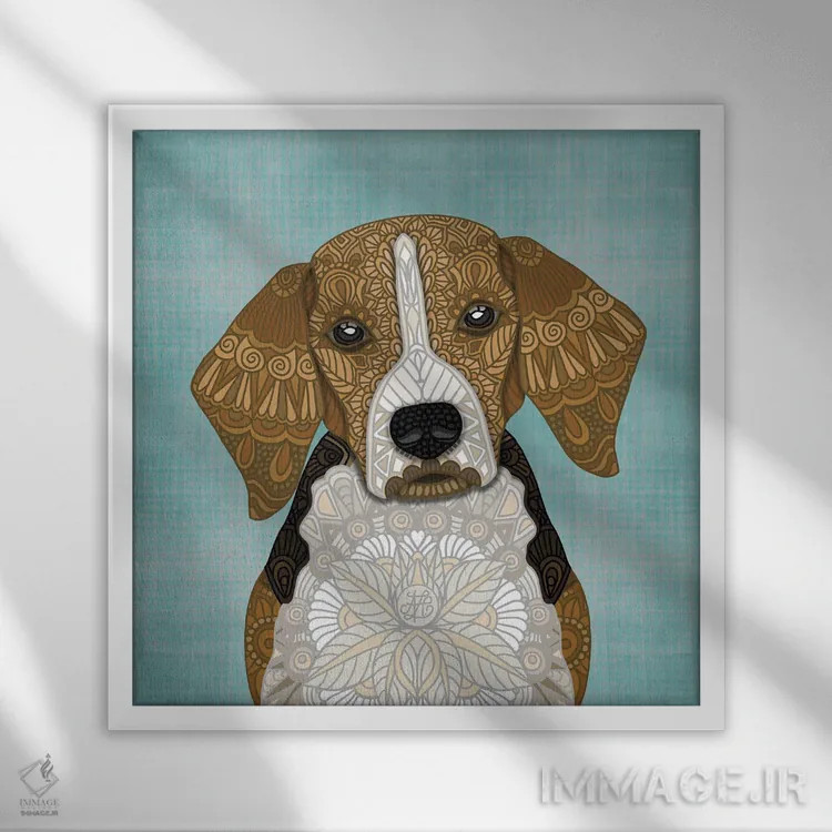 تابلو بیگل (طرح مربع) اثر آنجلیکا پارکر - نمای قابدار سفید