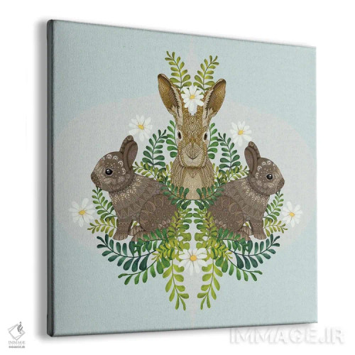 تابلو خرگوش بامزه داماسک اثر آنجلیکا پارکر - نمای پرسپکتیو محصول