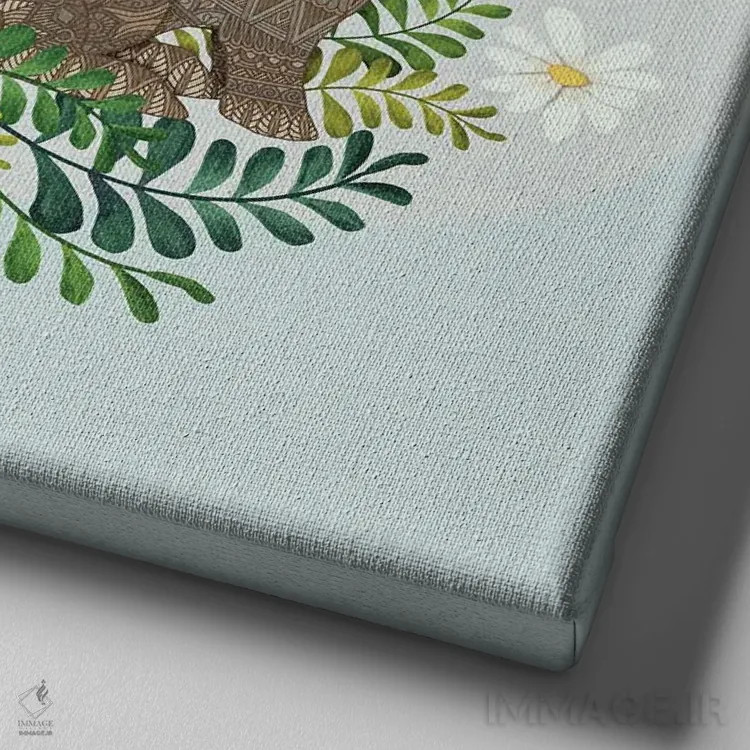 تابلو خرگوش بامزه داماسک اثر آنجلیکا پارکر - نمای نزدیک بافت بوم