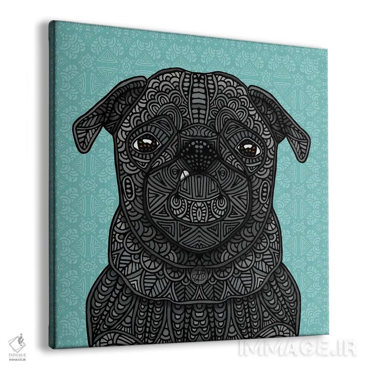 تابلو پاگ کوچولوی سیاه (طرح مربع) اثر آنجلیکا پارکر - نمای پرسپکتیو محصول