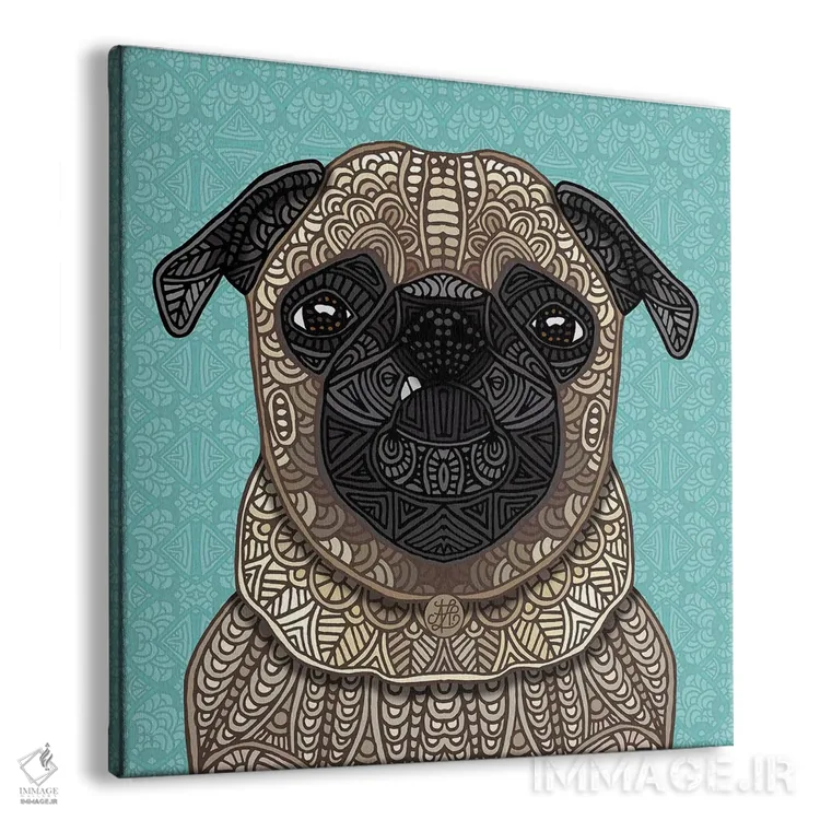 تابلو پاگ کوچولوی آهویی (طرح مربع) اثر آنجلیکا پارکر - نمای پرسپکتیو محصول