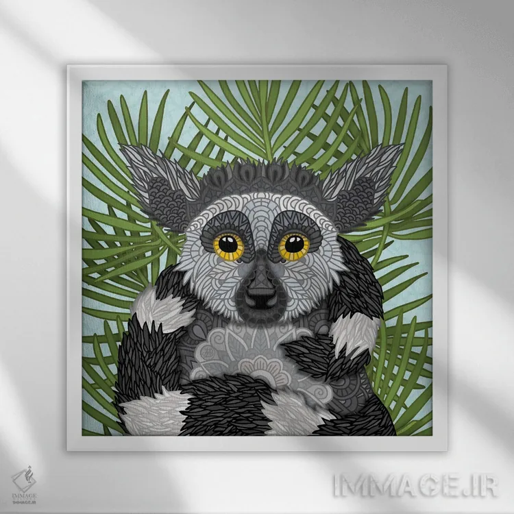 تابلو لمور (طرح مربع) اثر آنجلیکا پارکر - نمای قابدار سفید