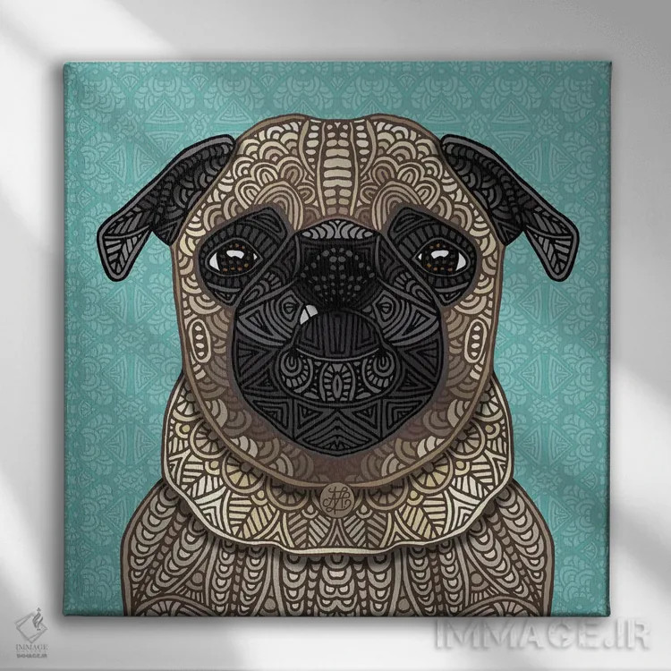 تابلو پاگ کوچولوی آهویی (طرح مربع) اثر آنجلیکا پارکر - نمای روبهرو روی دیوار