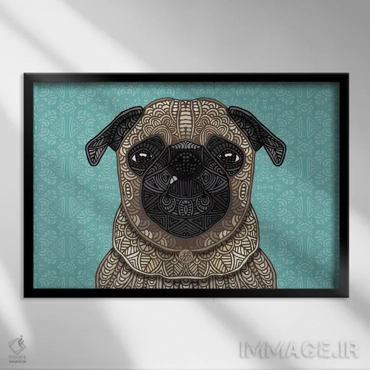 تابلو پاگ کوچولوی آهویی اثر آنجلیکا پارکر - نمای قابدار مشکی