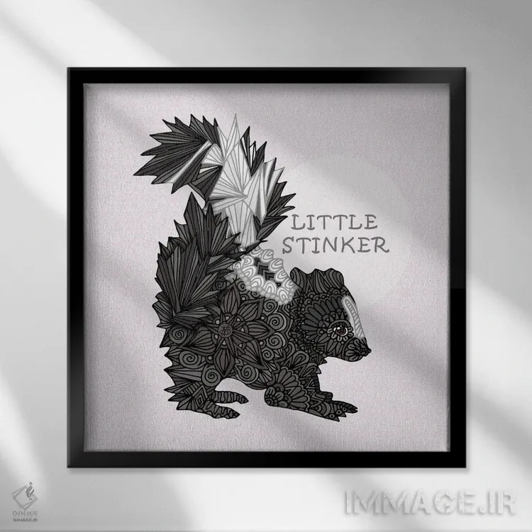 تابلو بو گنده کوچولوی صورتی (طرح مربع) اثر آنجلیکا پارکر - نمای قابدار مشکی