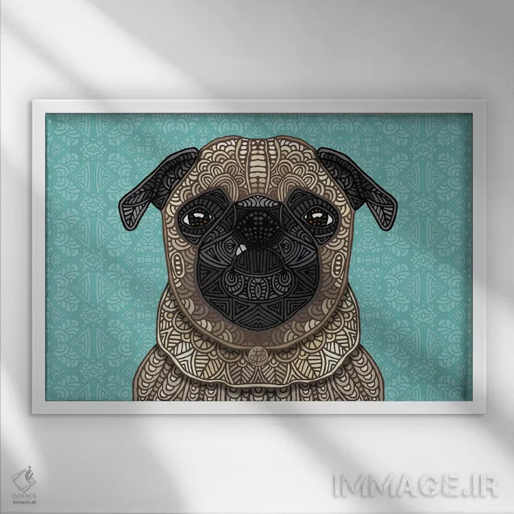 تابلو پاگ کوچولوی آهویی اثر آنجلیکا پارکر - نمای قابدار سفید