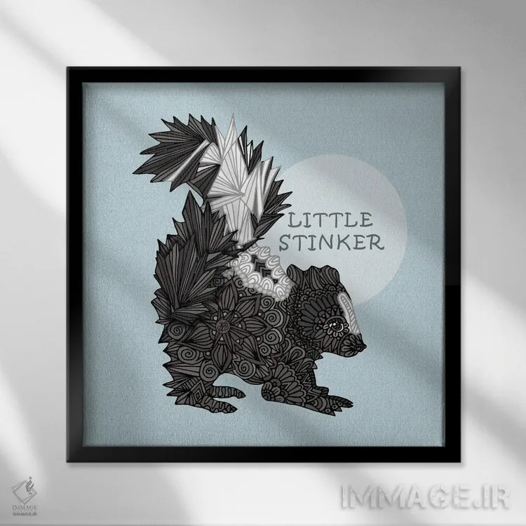 تابلو بو گنده کوچولوی آبی (طرح مربع) اثر آنجلیکا پارکر - نمای قابدار مشکی