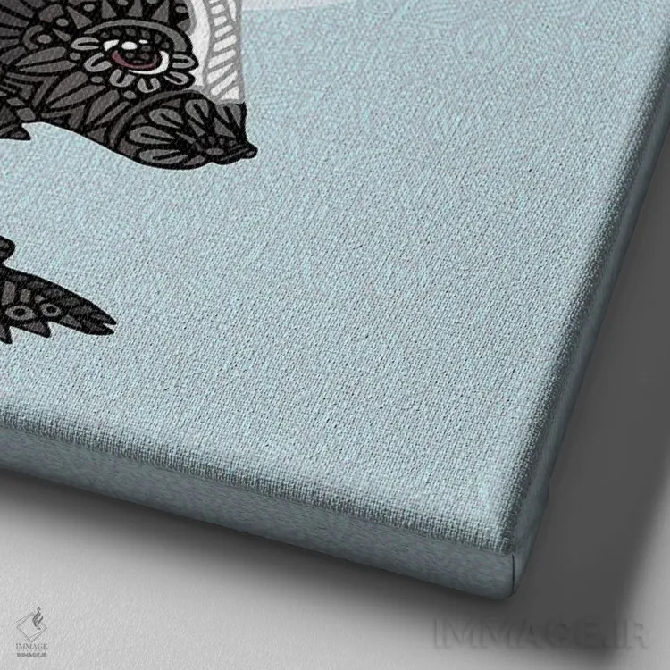 تابلو بو گنده کوچولوی آبی (طرح مربع) اثر آنجلیکا پارکر - نمای نزدیک بافت بوم