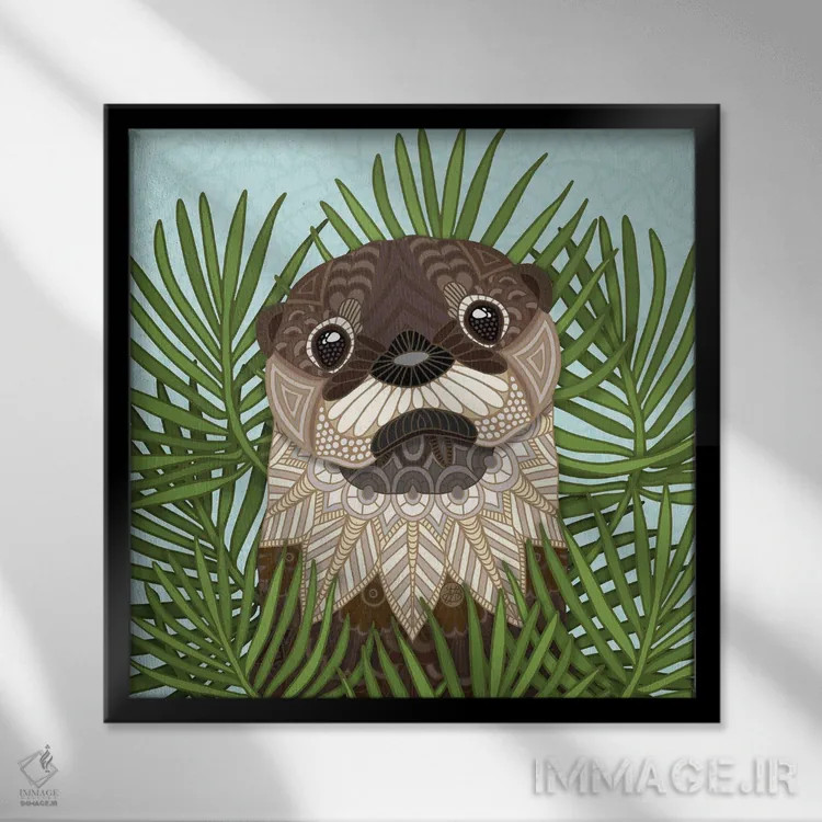 تابلو سمور بسیار بامزه (مربع) اثر آنجلیکا پارکر - نمای قابدار مشکی