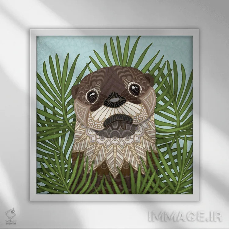 تابلو سمور بسیار بامزه (مربع) اثر آنجلیکا پارکر - نمای قابدار سفید