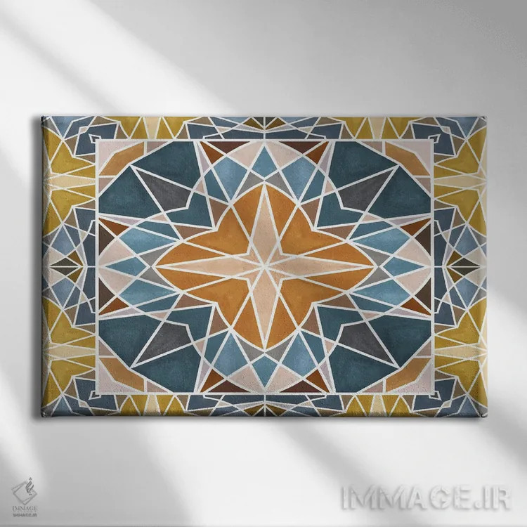 تابلو کاشی رترو شماره ۳ اثر آنجلیکا پارکر - نمای روبهرو روی دیوار