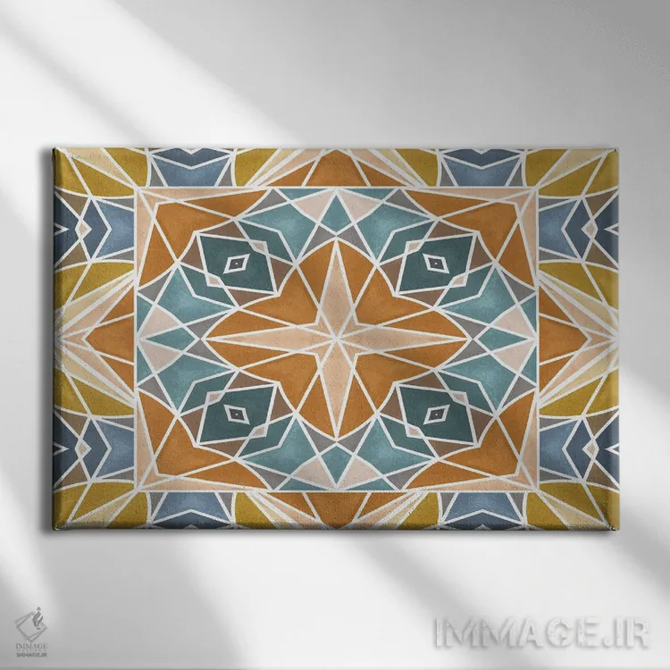 تابلو کاشی رترو شماره ۴ اثر آنجلیکا پارکر - نمای روبهرو روی دیوار