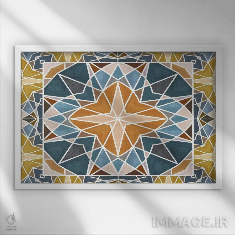 تابلو کاشی رترو شماره ۳ اثر آنجلیکا پارکر - نمای قابدار سفید