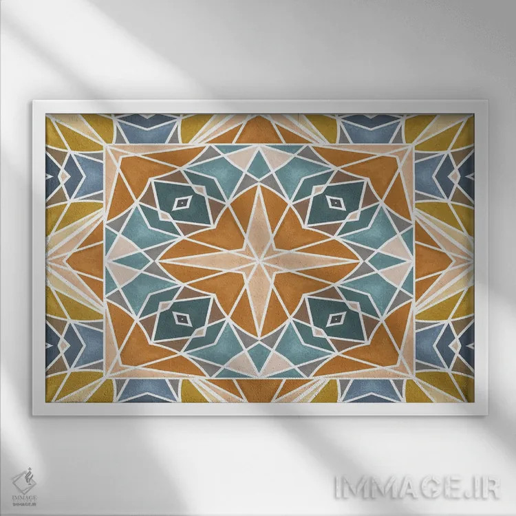 تابلو کاشی رترو شماره ۴ اثر آنجلیکا پارکر - نمای قابدار سفید