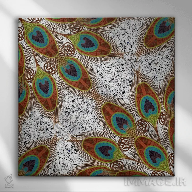 تابلو پرهای زیبای طاووس اثر آنجلیکا پارکر - نمای روبهرو روی دیوار