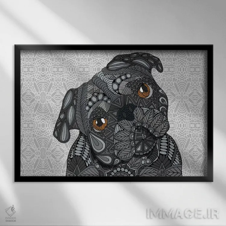 تابلو پاگ سیاه اثر آنجلیکا پارکر - نمای قابدار مشکی