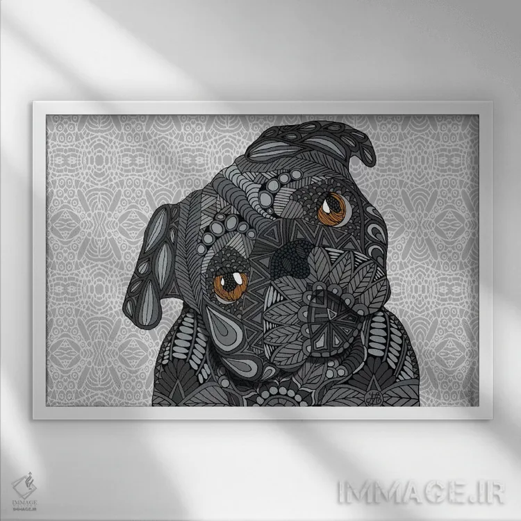 تابلو پاگ سیاه اثر آنجلیکا پارکر - نمای قابدار سفید