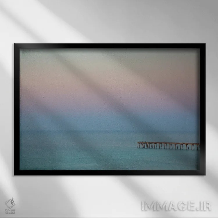 تابلو Florida, Pensacola Beach. Pier At Pensacola Beach In The Early Morning.,آمریکا، فلوریدا، ساحل پنساکولا. اسکله پنساکولا در اوایل صبح اثر جوآن ولز - نمای قابدار مشکی