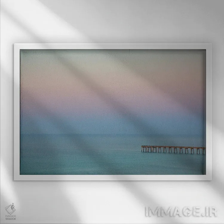 تابلو Florida, Pensacola Beach. Pier At Pensacola Beach In The Early Morning.,آمریکا، فلوریدا، ساحل پنساکولا. اسکله پنساکولا در اوایل صبح اثر جوآن ولز - نمای قابدار سفید