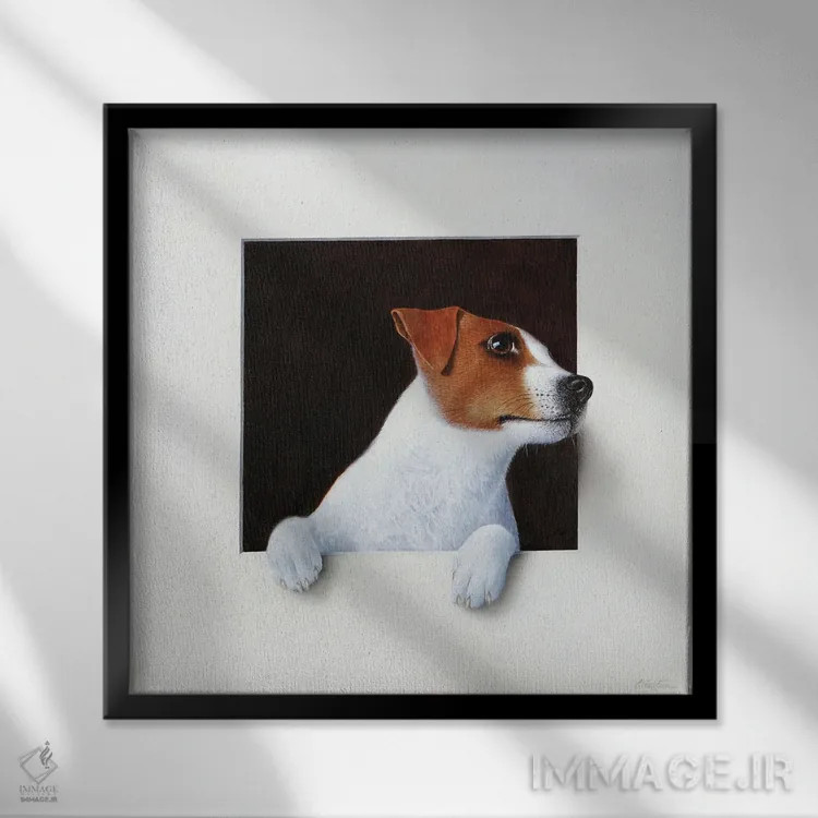 تابلو جک راسل (نژاد سگ) اثر آلن وستون - نمای قابدار مشکی
