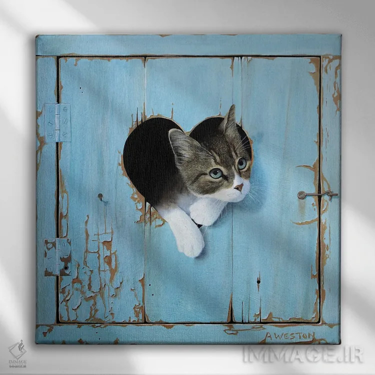 تابلو بچه گربه اثر آلن وستون - نمای روبهرو روی دیوار