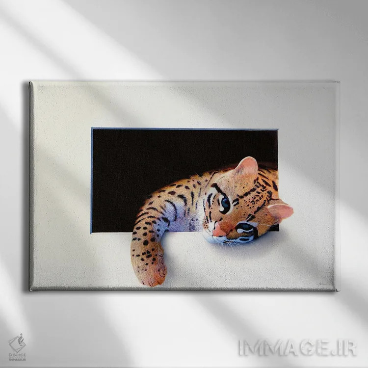 تابلو اوسلات دوم (گربهسان جنگلی) اثر آلن وستون - نمای روبهرو روی دیوار