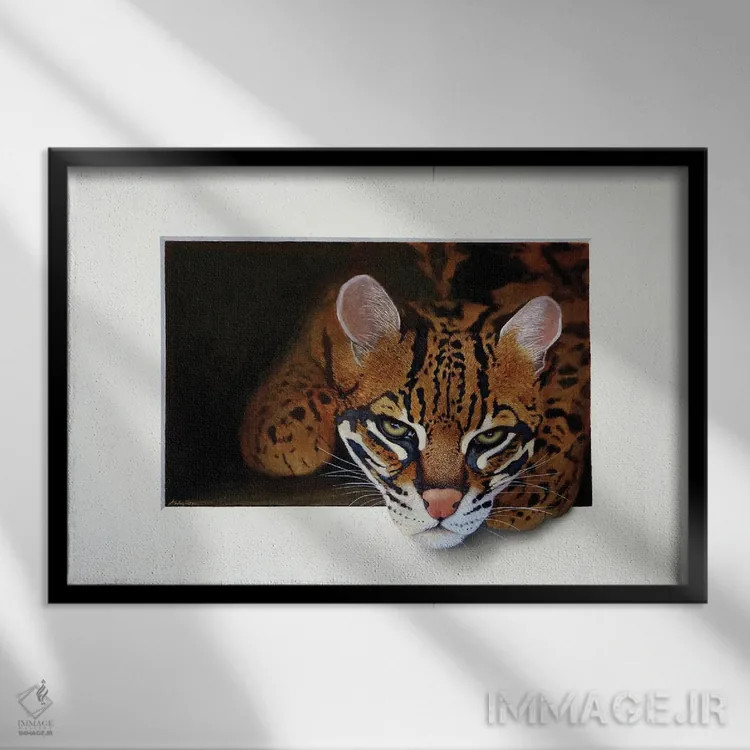 تابلو اوسلات سوم (گربهسان جنگلی) اثر آلن وستون - نمای قابدار مشکی