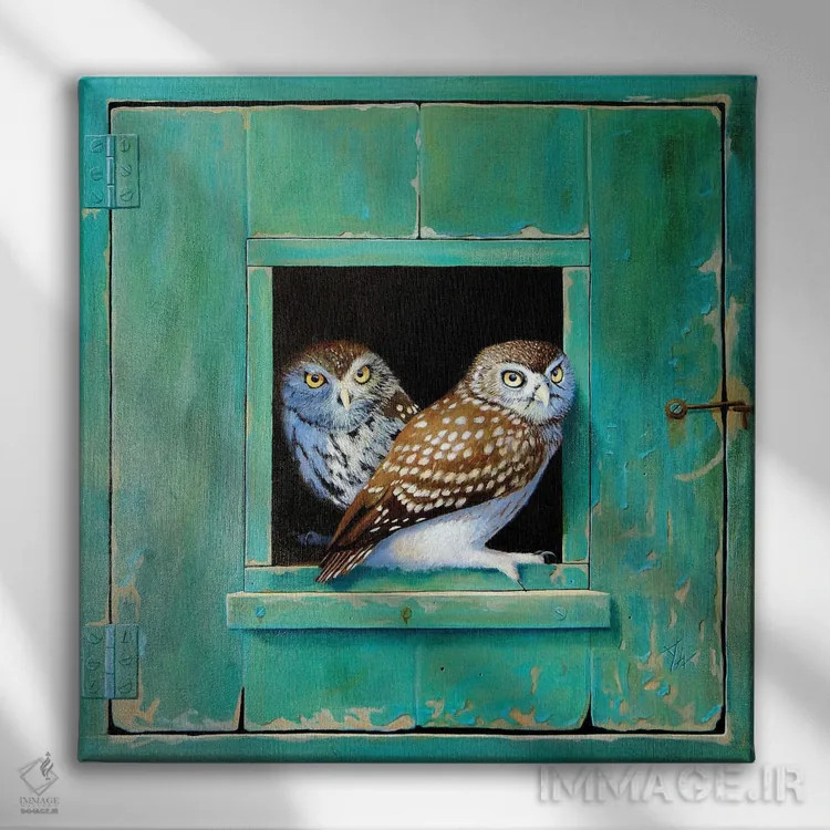 تابلو جغد اثر آلن وستون - نمای روبهرو روی دیوار