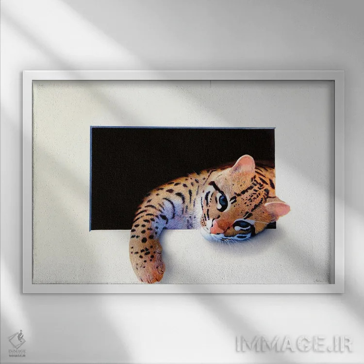 تابلو اوسلات دوم (گربهسان جنگلی) اثر آلن وستون - نمای قابدار سفید