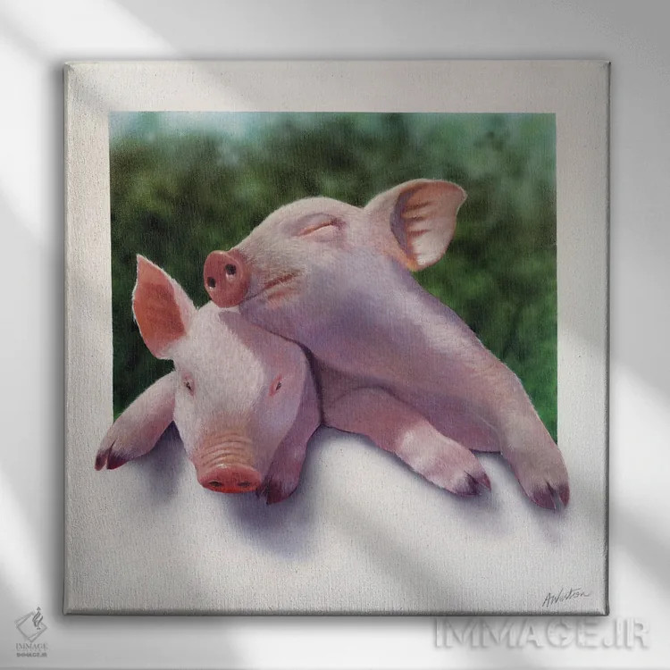 تابلو بچه خوک اثر آلن وستون - نمای روبهرو روی دیوار