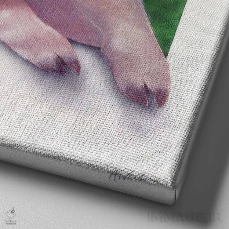 تابلو بچه خوک اثر آلن وستون - نمای نزدیک بافت بوم