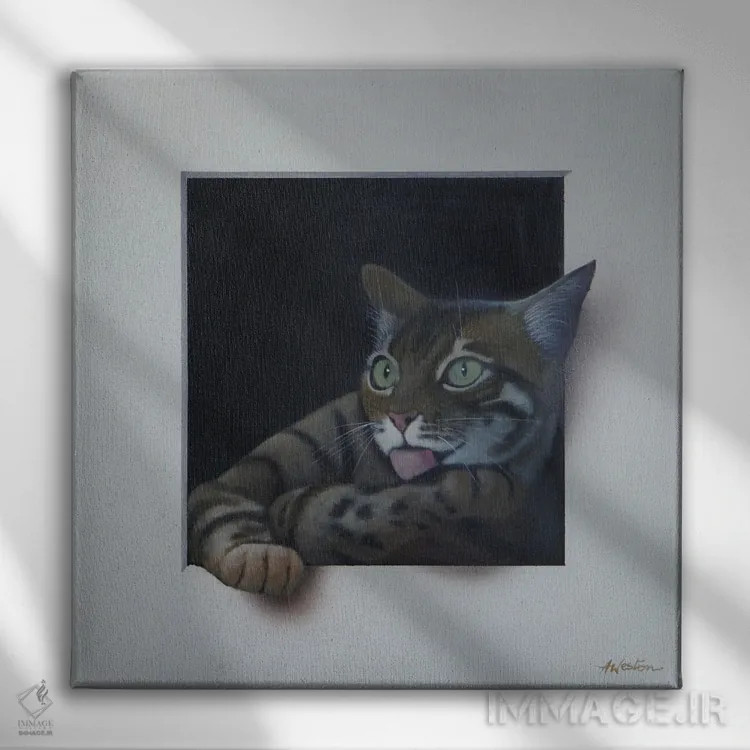 تابلو تَبی (نوع گربه) اثر آلن وستون - نمای روبهرو روی دیوار