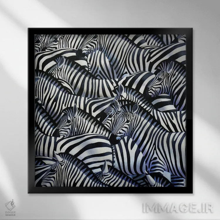 تابلو گورخر دوم اثر آلن وستون - نمای قابدار مشکی