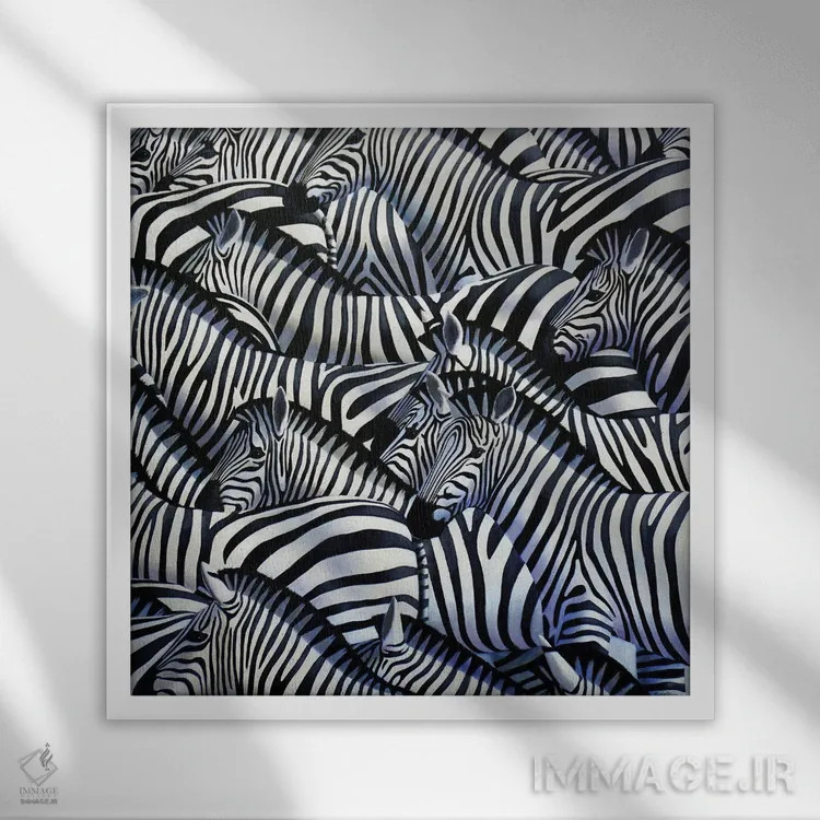 تابلو گورخر دوم اثر آلن وستون - نمای قابدار سفید