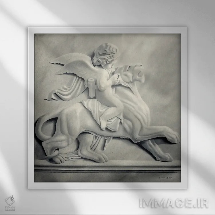 تابلو کوپید (فرشته عشق یونانی) اثر آلن وستون - نمای قابدار سفید