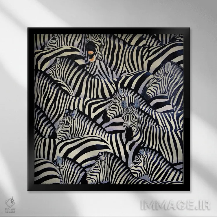 تابلو گورخر سوم اثر آلن وستون - نمای قابدار مشکی