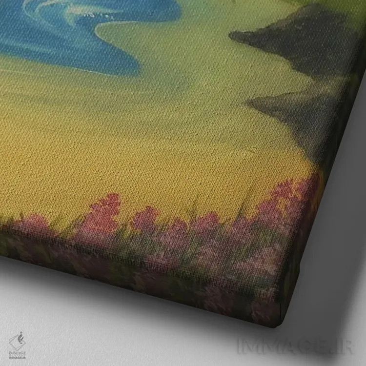 تابلو ساحل صخرهای اثر آلن وستون - نمای نزدیک بافت بوم