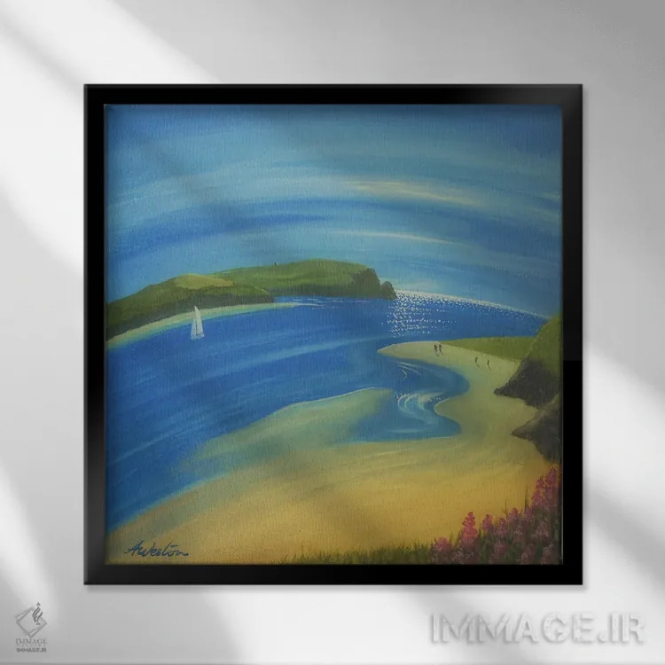 تابلو ساحل صخرهای اثر آلن وستون - نمای قابدار مشکی