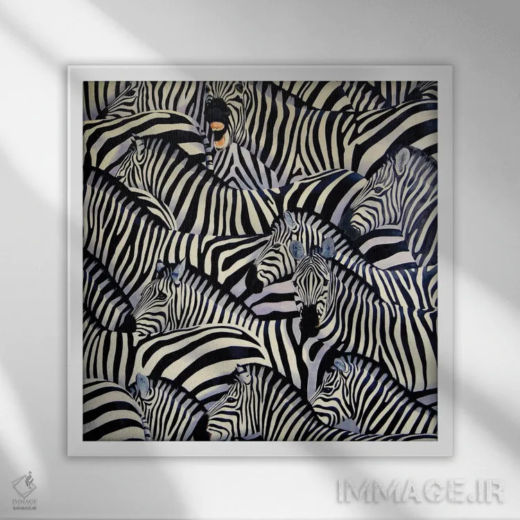 تابلو گورخر سوم اثر آلن وستون - نمای قابدار سفید