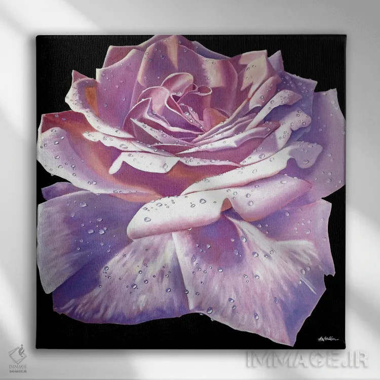 تابلو رزهای صورتی اثر آلن وستون - نمای روبهرو روی دیوار